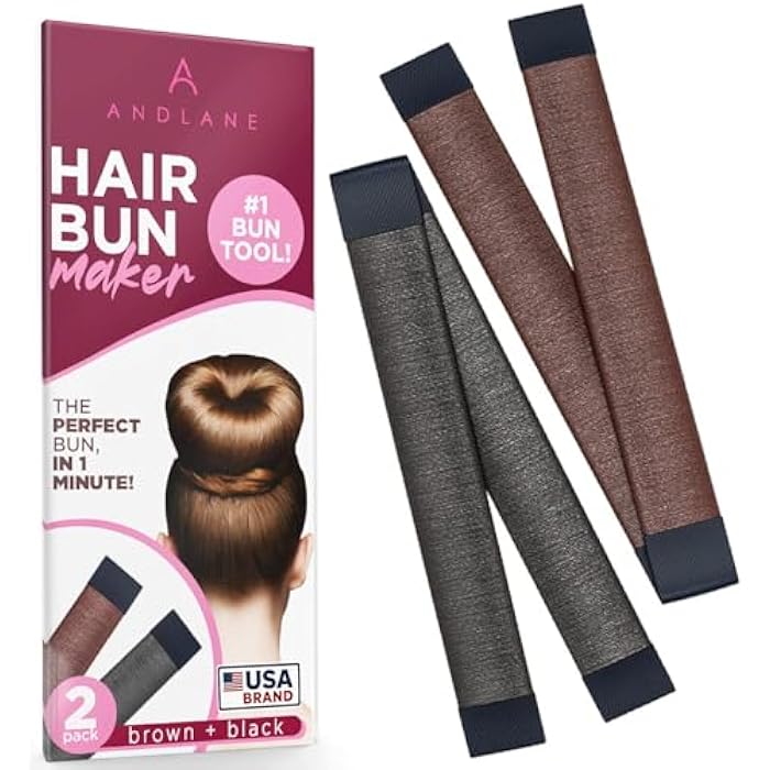 Andlane Women's Hair Bun Maker French Twist Hair Fold Wrap Snap by Andlane (1 Black, 1 Brown) - Image 1